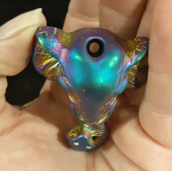 New Rainbow Titanium Elephant Head Pendant. - Picture 5 of 8